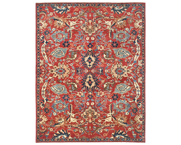 9x12 Red Aryana Afghan Hand Knotted Veg Dye Wool Area Rug
